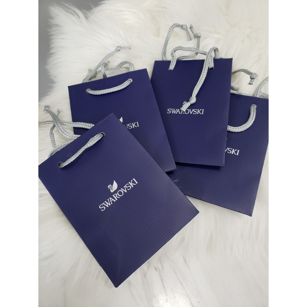 4 Authentic SWAROVSKI Empty Gift‎ bag (6"x4"x2") Small Blue